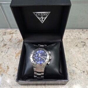 Guess Waterpro Stainless Steel Chronograph Date Mens Watch in Box NEEDS‎ BATTERY